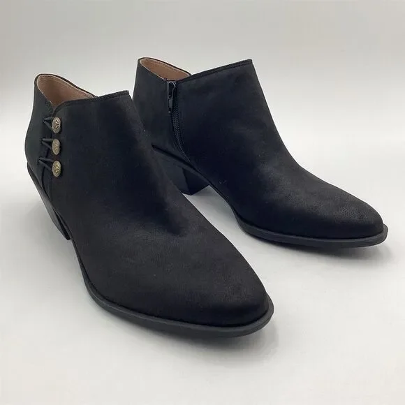 Life Stride Soft System Women's Black Suede Ankle Boots Size 10 M - Picture 1 of 10